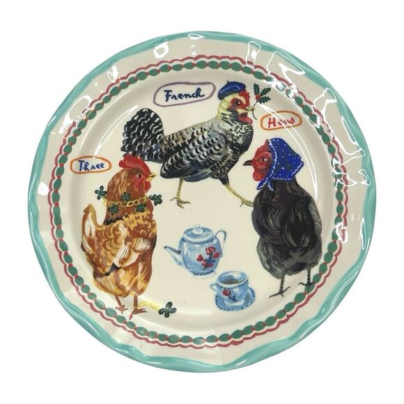Nathalie Lete for Anthropologie 12 Days of Christmas Plate - Three French Hens - Picture 1 of 2
